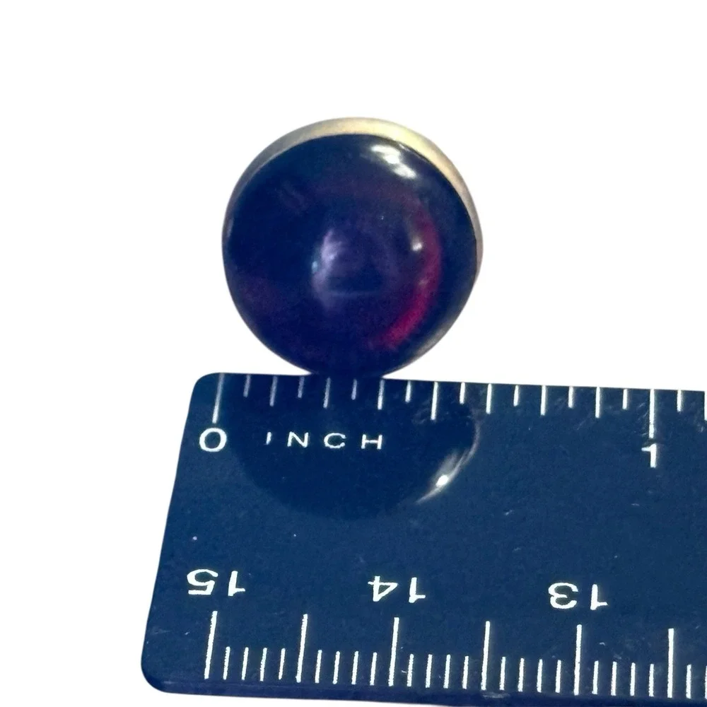 Swank Round Cufflinks Red Dark Red Gold Tone Lucite Acrylic Men's Retro Signed‎